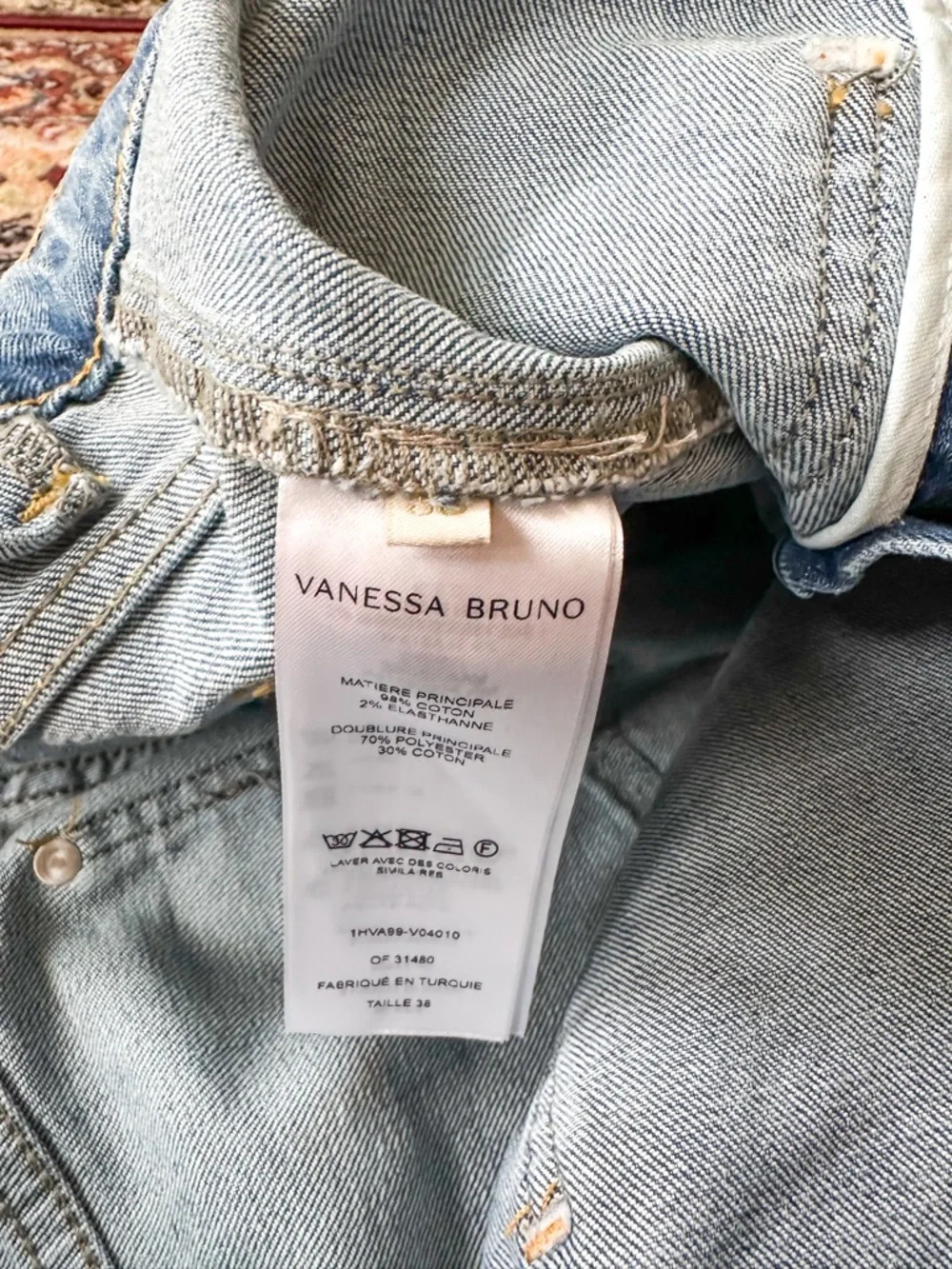 Vanessa Bruno Dompay High Rise Flare Jeans Indigo Size 6 26 Contrast Stitch NWOT - Picture 6 of 10